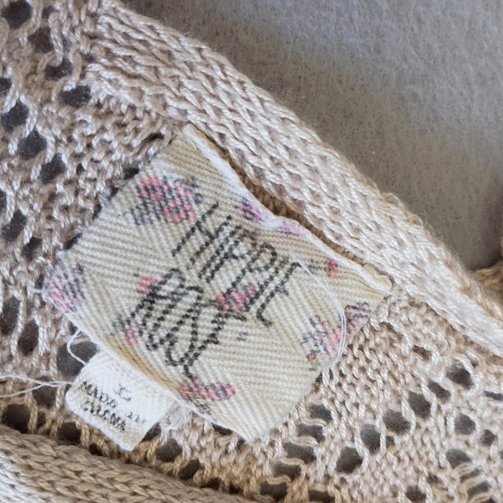 Hippie Rose Crochet Crop Top Cream Colored Light Weight Sx Large - Picture 7 of 11